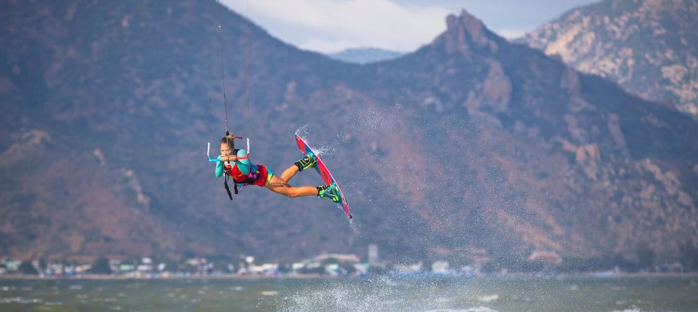 Phan Rang kitesurf actie tijdens de 2016 KTA X-Champs in Ninh Chu Bay, Vietnam