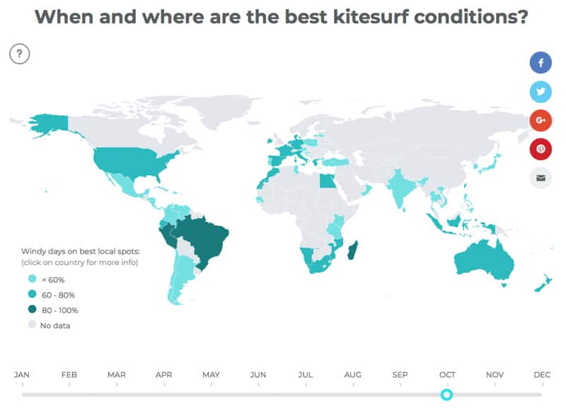 Carte des sites de kitesurf Bstoked