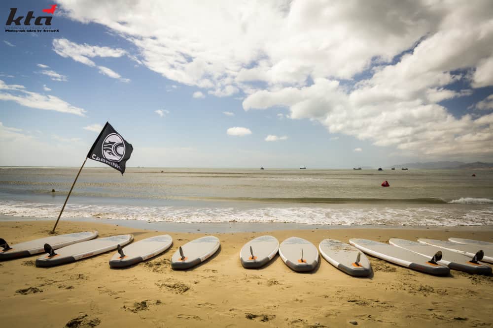 SUP boards on beach in Phan Rang, Vietnam