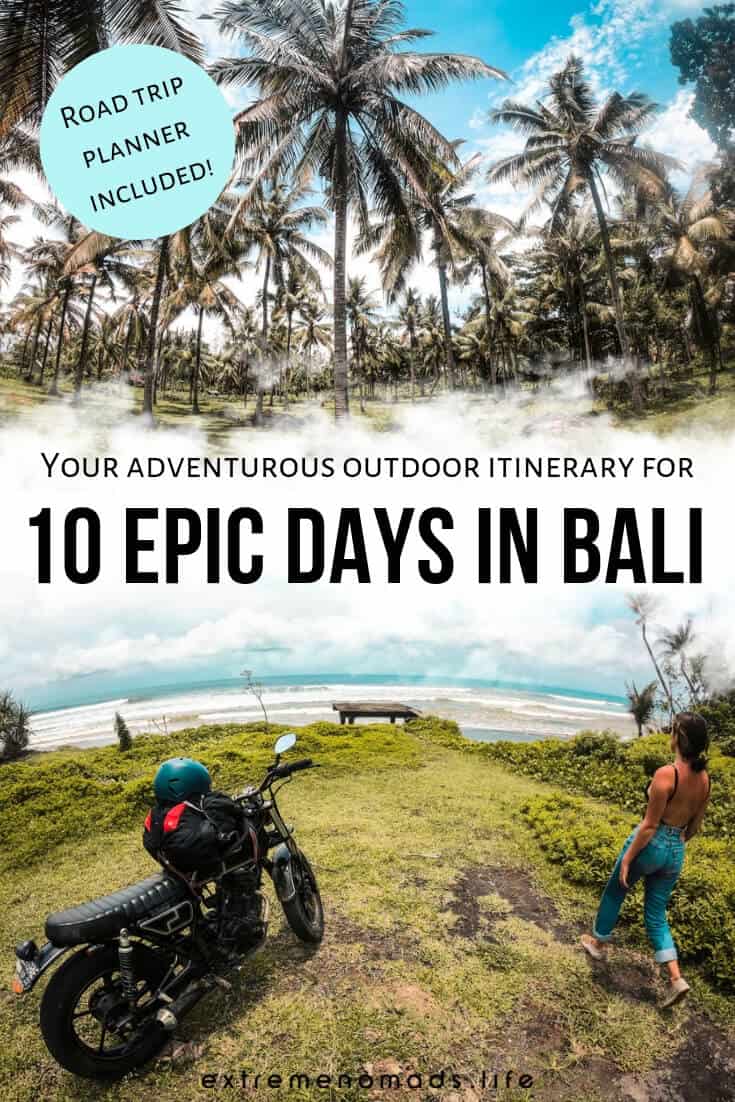 Pack all the biggest and best adventures into your Bali itinerary for 10 days. This Bali travel itinerary features road trips, surfing, trekking, wakeboarding, and so much more. #Bali #Asia #travel #adventure
