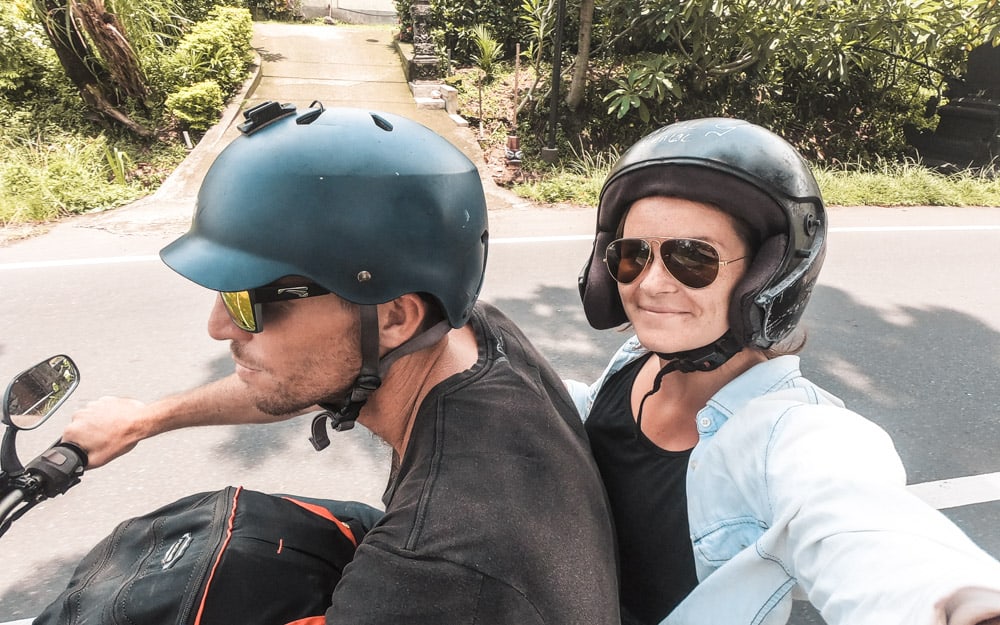 Driving a motorbike in bali