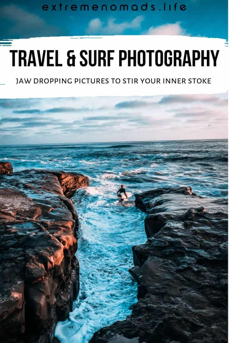 Surfing photography to inspire your wanderlust ~ feast your eyes on these beautiful surfing pictures captured by talented surf photographers around the world. From surfing under the Golden Gate Bridge to baby blue barrels in the Maldives, the surfing photography in this collection is bound to inspire your next adventure! #surf #surfing #surfingphotography #surfingpictures