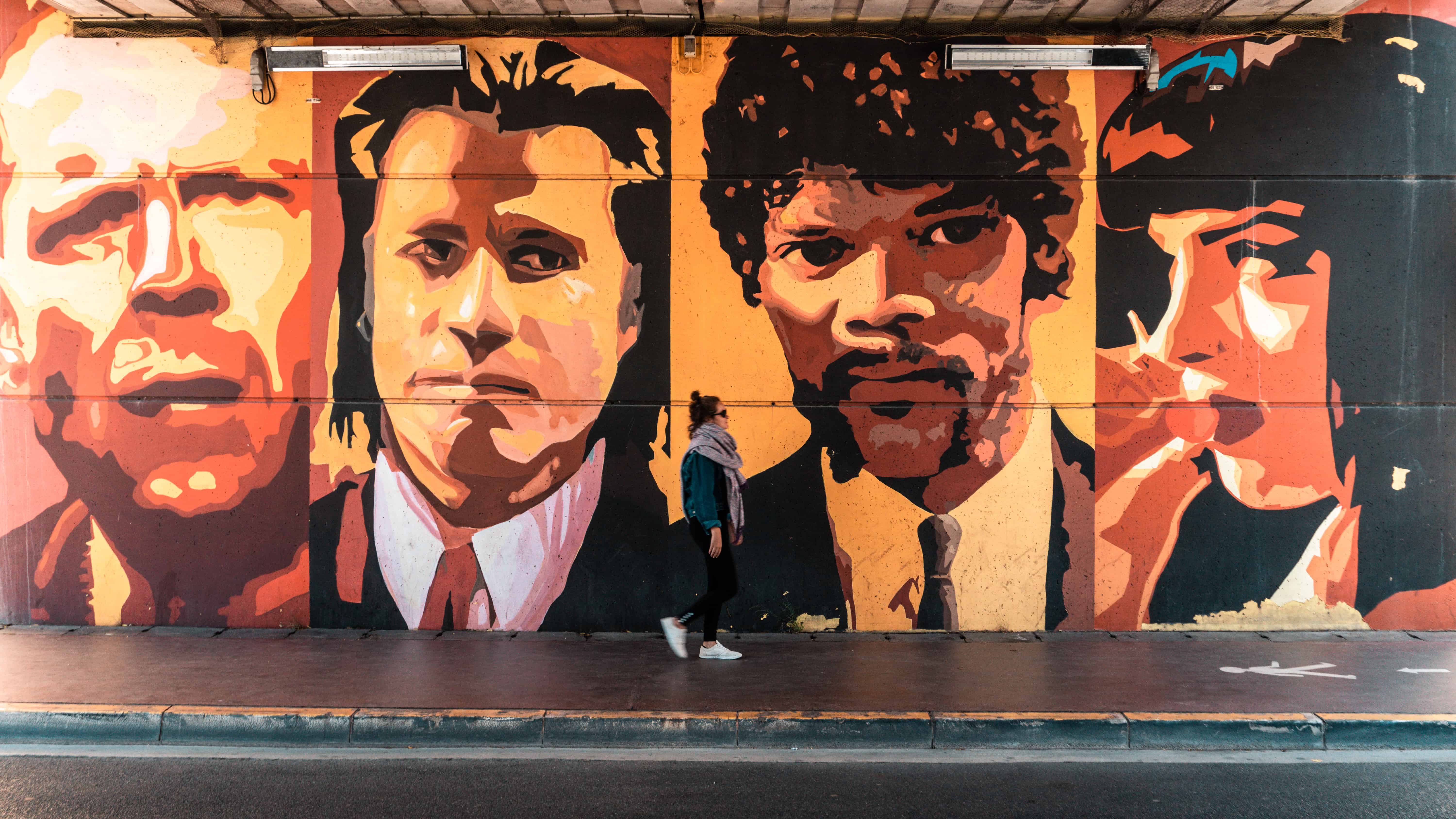 Pulp fiction mural in Cannes, France