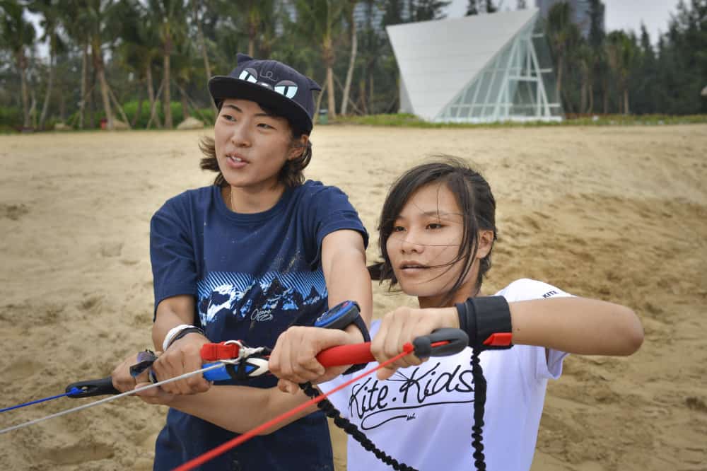 kitesurfing kids class in progress in Bo'ao. Hainan, China