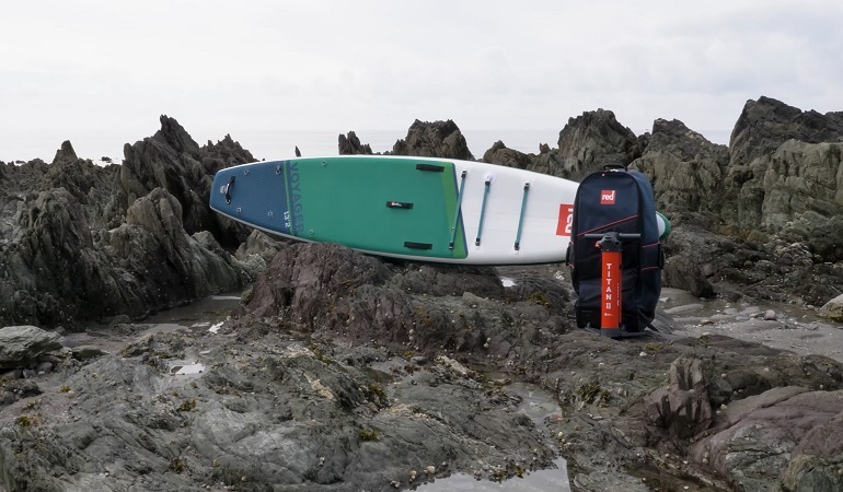 red inflatable paddle boards