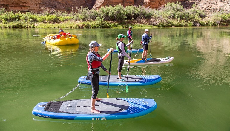 sup surf sur des planches à pagaies