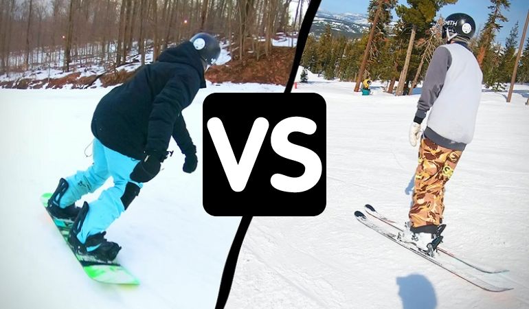 difference between snowboarding and skiing